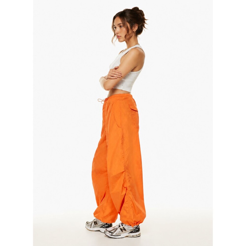 TNA ARITZIA Women's Parachute Pants Orange MEDIUM Drawstring Relaxed Oversized